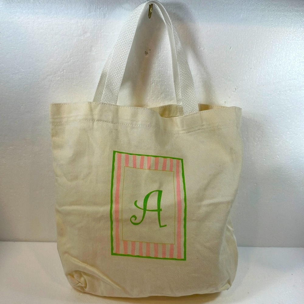 Innovo Inc, white tote with hot stamp initial A